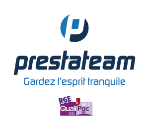 Logo Prestateam "Gardez l'esprit tranquille" RGE QualiPac